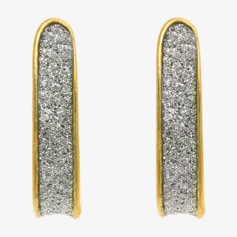 Silver Treasures Womens 14K Gold Over Silver 16.1mm Hoop Earrings