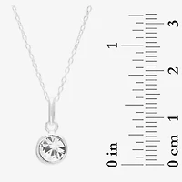 Itsy Bitsy Birthstone Crystal Sterling Silver 18 Inch Cable Pendant Necklace