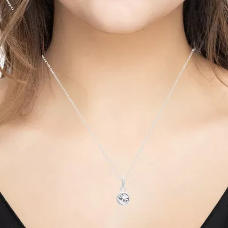 Itsy Bitsy Birthstone Crystal Sterling Silver 18 Inch Cable Pendant Necklace