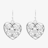 Silver Treasures Sterling Silver Heart Drop Earrings