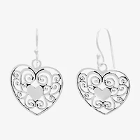 Silver Treasures Sterling Silver Heart Drop Earrings