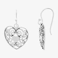 Silver Treasures Sterling Silver Heart Drop Earrings