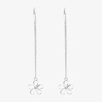 Silver Treasures Womens Sterling Silver Flower Hypoallergenic Drop Earrings