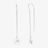 Silver Treasures Womens Sterling Silver Flower Hypoallergenic Drop Earrings