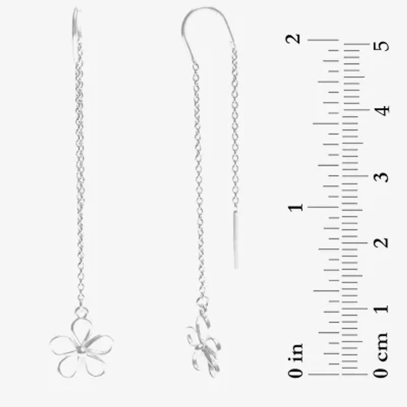 Silver Treasures Womens Sterling Silver Flower Hypoallergenic Drop Earrings