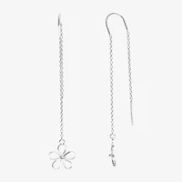 Silver Treasures Womens Sterling Silver Flower Hypoallergenic Drop Earrings