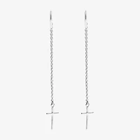 Silver Treasures Womens Sterling Silver Cross Hypoallergenic Drop Earrings