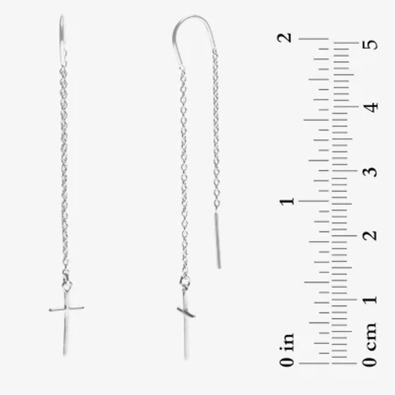 Silver Treasures Womens Sterling Silver Cross Hypoallergenic Drop Earrings