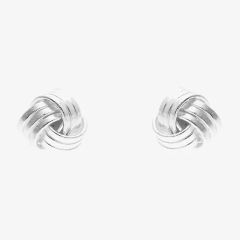 Silver Treasures Sterling Silver 3 Pair Cubic Zirconia Knot Earring Set