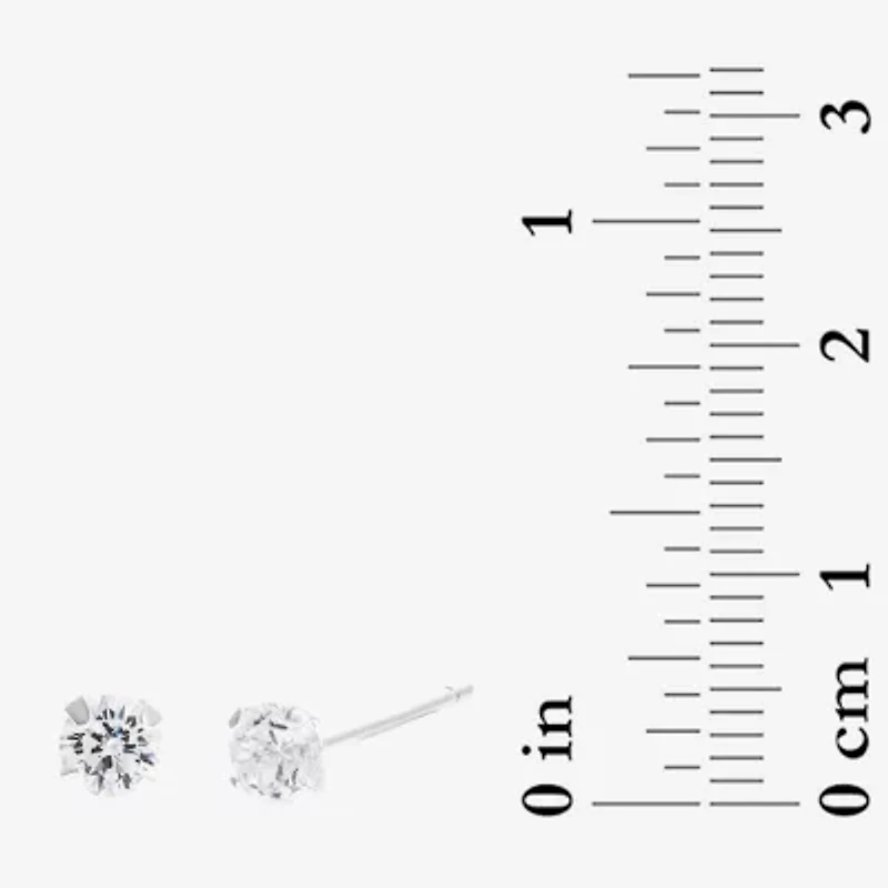 Silver Treasures Womens Cubic Zirconia Sterling Silver Hypoallergenic 4 Pair Earring Set