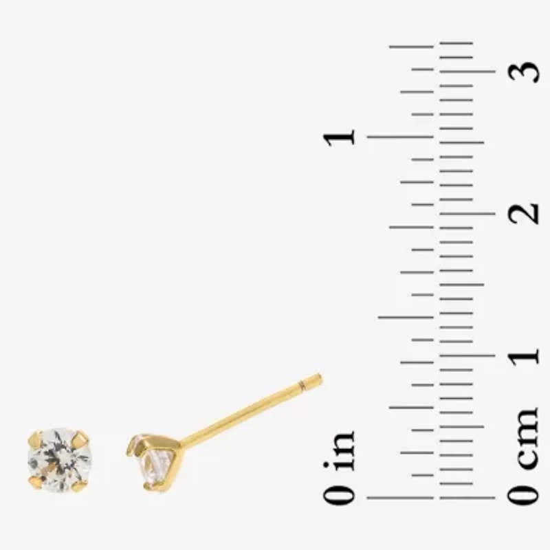 Silver Treasures Womens Cubic Zirconia 14K Gold Over Silver Heart Hypoallergenic 4 Pair Earring Set