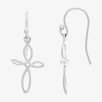 Silver Treasures Womens Sterling Silver Cross Hypoallergenic Drop Earrings