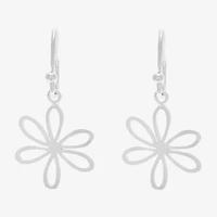 Silver Treasures Womens Sterling Silver Flower Hypoallergenic Drop Earrings