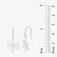 Silver Treasures Womens Sterling Silver Flower Hypoallergenic Drop Earrings