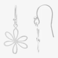 Silver Treasures Womens Sterling Silver Flower Hypoallergenic Drop Earrings