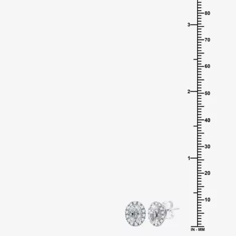 Ever Star (H-I / Si2-I1) 1 CT. T.W. Lab Grown White Diamond 10K White Gold Oval Stud Earrings