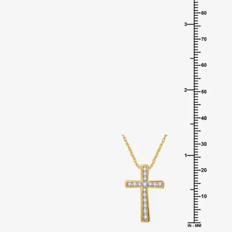 Womens 1/4 CT. T.W. Lab Grown White Diamond 14K Gold Over Silver Sterling Silver Cross 18 Inch Pendant Necklace