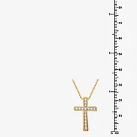 Womens 1/4 CT. T.W. Lab Grown White Diamond 14K Gold Over Silver Sterling Silver Cross 18 Inch Pendant Necklace