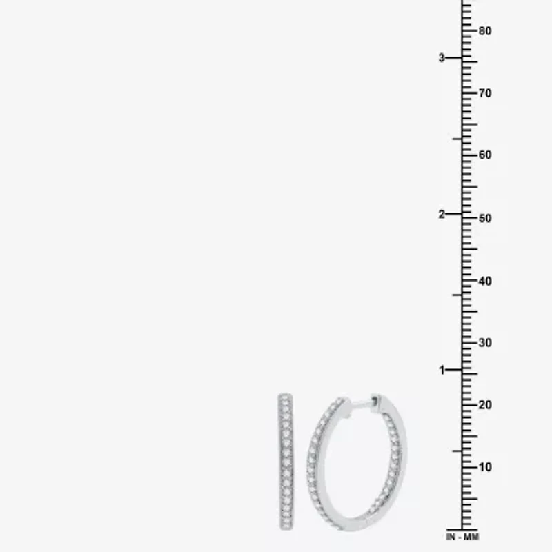 Womens 3/4 CT. T.W. Lab Grown White Diamond Sterling Silver 21.4mm Hoop Earrings
