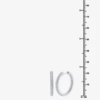 Womens 3/4 CT. T.W. Lab Grown White Diamond Sterling Silver 21.4mm Hoop Earrings
