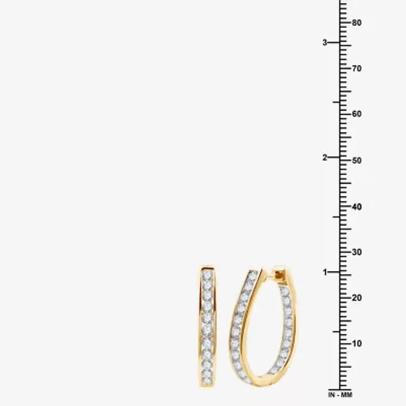 Womens 2 CT. T.W. Lab Grown White Diamond 14K Gold Over Silver Sterling Silver 27mm Hoop Earrings