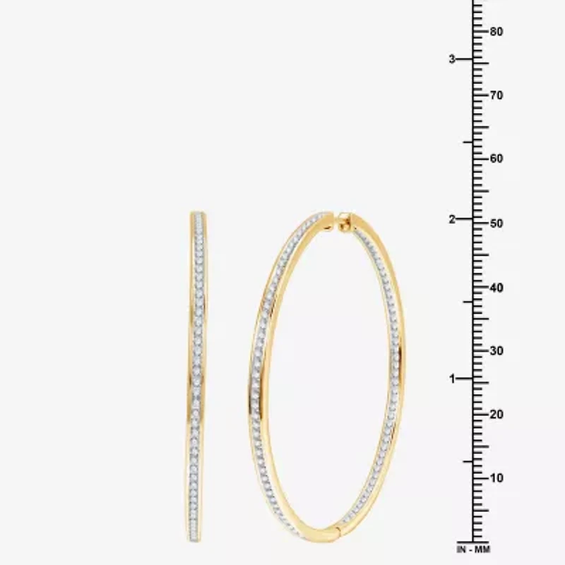 Womens 2 CT. T.W. Lab Grown White Diamond Sterling Silver 51.3mm Hoop Earrings