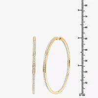 Womens 2 CT. T.W. Lab Grown White Diamond Sterling Silver 51.3mm Hoop Earrings