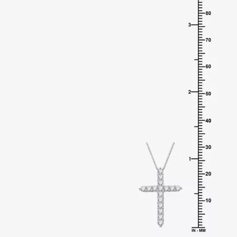 Womens 1/2 CT. T.W. Lab Grown White Diamond Sterling Silver Cross 18 Inch Pendant Necklace