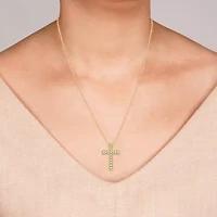 Womens 1/ CT. T.W. Lab Grown White Diamond 14K Gold Over Silver Sterling Silver Cross 18 Inch Pendant Necklace