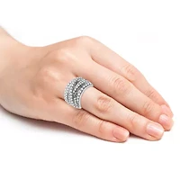 Womens 2 CT. T.W. Lab Grown White Diamond Sterling Silver Crossover Band