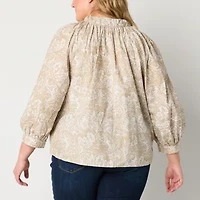 a.n.a Womens Plus Long Sleeve Blouse