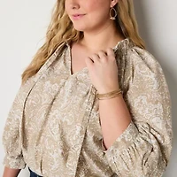 a.n.a Womens Plus Long Sleeve Blouse