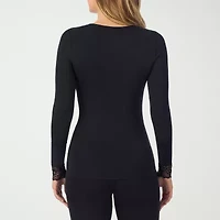 Cuddl Duds Womens Softwear Lace V Neck Long Sleeve Thermal Shirt