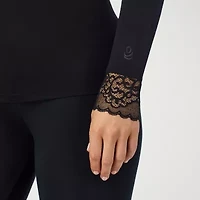 Cuddl Duds Womens Softwear Lace V Neck Long Sleeve Thermal Shirt