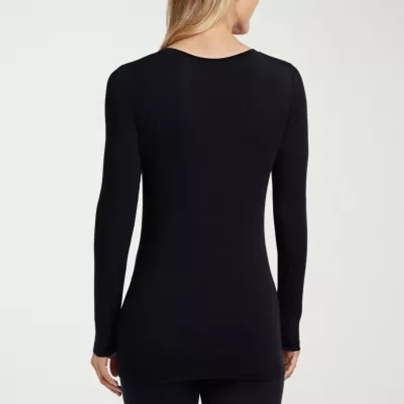 Cuddl Duds Womens Softwear-Tall V Neck Long Sleeve Thermal Shirt