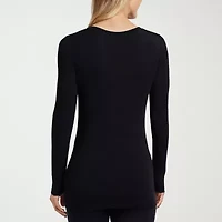 Cuddl Duds Womens Softwear-Tall V Neck Long Sleeve Thermal Shirt