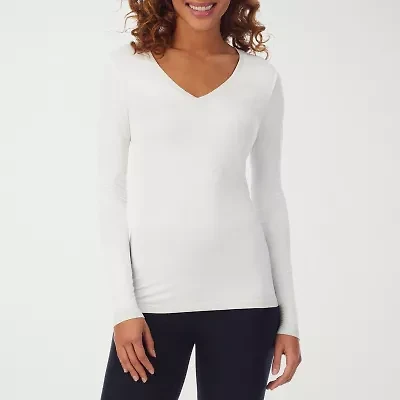 Cuddl Duds Womens Softwear-Tall V Neck Long Sleeve Thermal Shirt