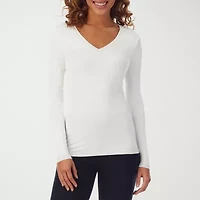 Cuddl Duds Womens Softwear-Tall V Neck Long Sleeve Thermal Shirt