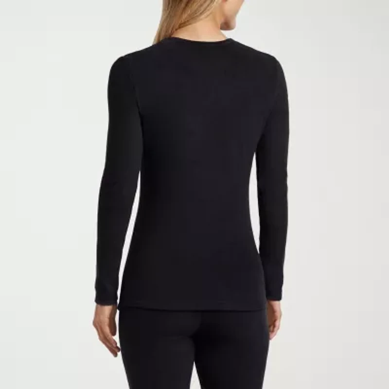 Cuddl Duds Womens Fleecewear-Tall Crew Neck Long Sleeve Thermal Shirt