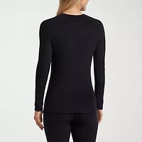 Cuddl Duds Womens Fleecewear-Tall Crew Neck Long Sleeve Thermal Shirt