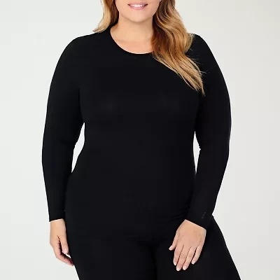 Cuddl Duds Womens Softwear-Plus Crew Neck Long Sleeve Thermal Shirt