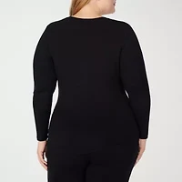Cuddl Duds Womens Softwear-Plus V Neck Long Sleeve Thermal Shirt
