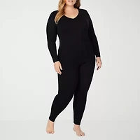 Cuddl Duds Womens Softwear-Plus V Neck Long Sleeve Thermal Shirt