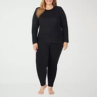 Cuddl Duds Womens Fleecewear-Plus Crew Neck Long Sleeve Thermal Shirt