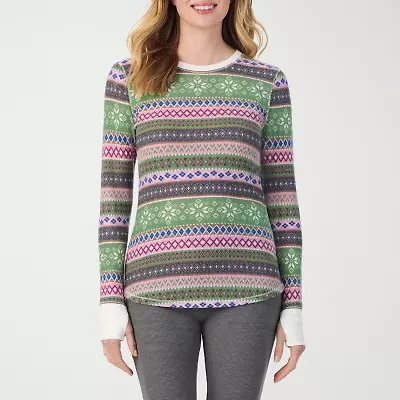 Cuddl Duds Womens Cozy Stretch Crew Neck Long Sleeve Thermal Shirt
