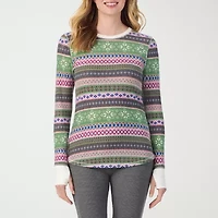 Cuddl Duds Womens Cozy Stretch Crew Neck Long Sleeve Thermal Shirt