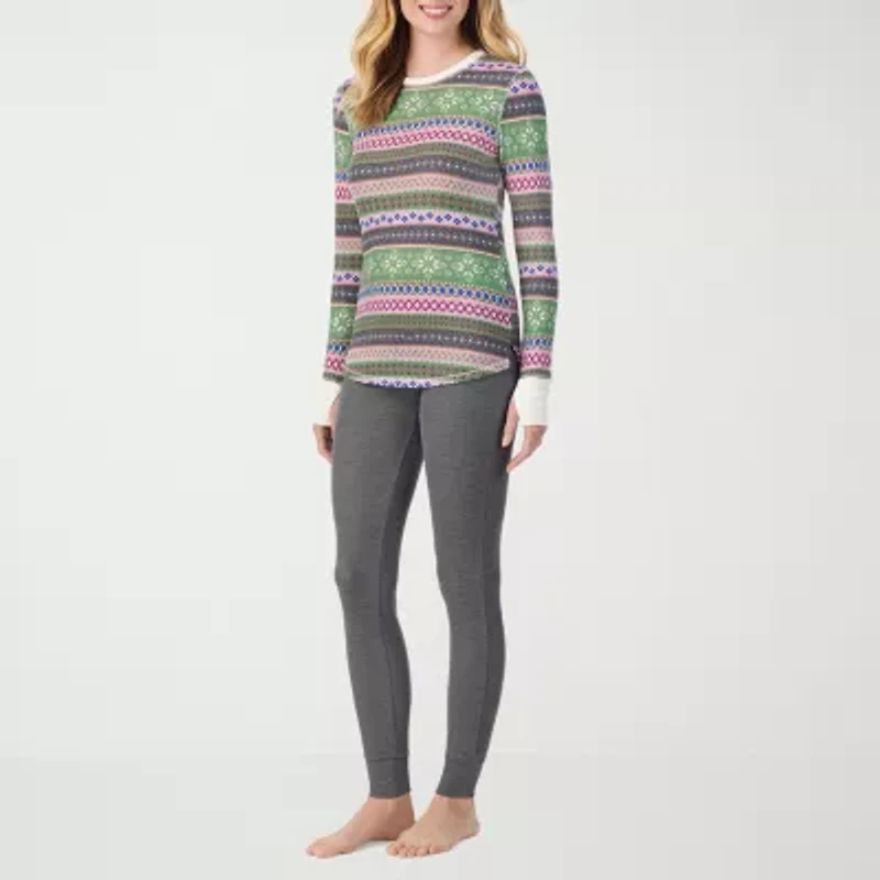 Cuddl Duds Womens Cozy Stretch Crew Neck Long Sleeve Thermal Shirt