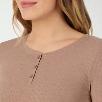 Cuddl Duds Womens Stretch Rib Henley Crew Neck Long Sleeve Thermal Shirt