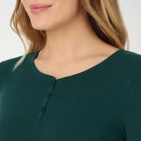 Cuddl Duds Womens Stretch Rib Henley Crew Neck Long Sleeve Thermal Shirt