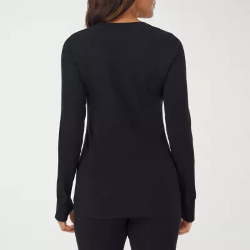 Cuddl Duds Womens Cottonwear Scoop Neck Long Sleeve Thermal Shirt